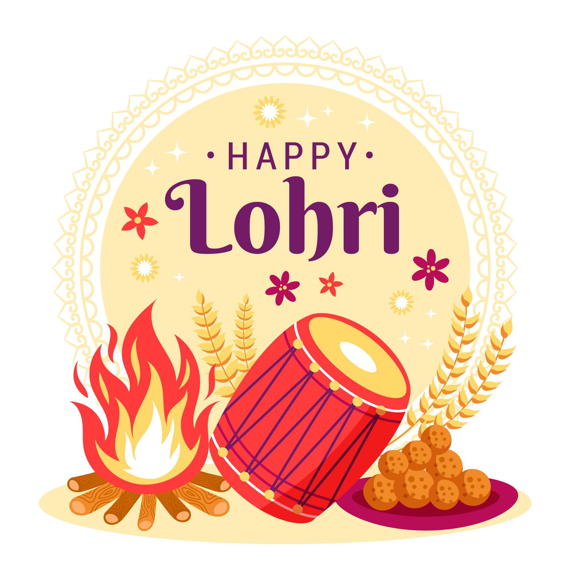 Happy Lohri Celebration Background With sweets